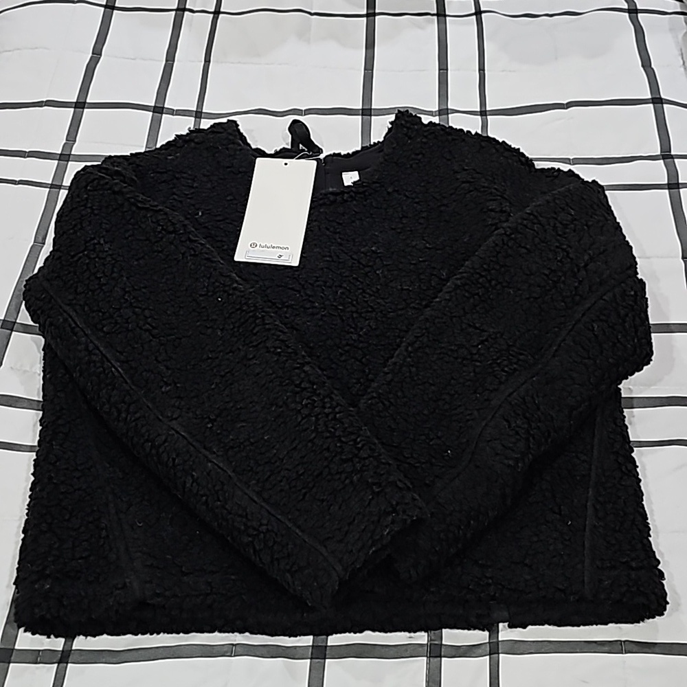 * NWT Lululemon Wool Whenever Crew Pull Zip Back Sherpa Black 4
